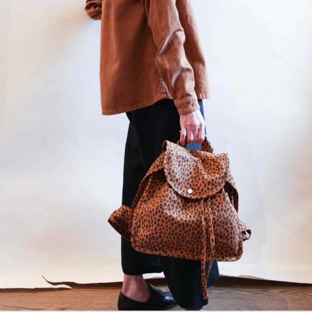 BAGGU Leopard Print Drawstring Backpack NWT